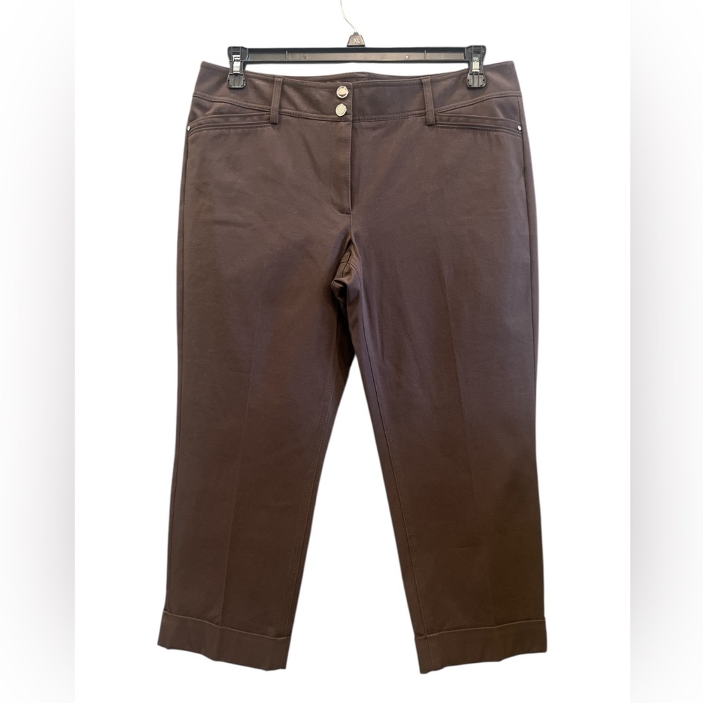 White House Black Market Chocolate Brown Slim Cropped Pants Size 12